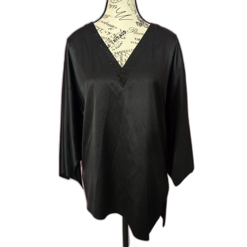 NWT Tahari Logan Silk asymmetrical crystal embellished tunic blouse